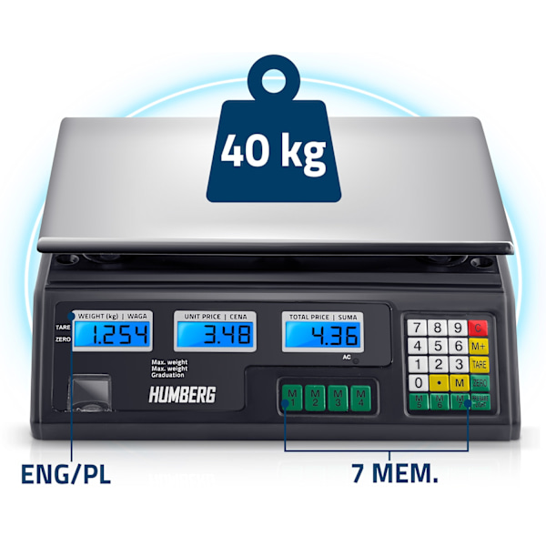 Elektroninen kauppavaaka 40 kg Humberg MH-190
