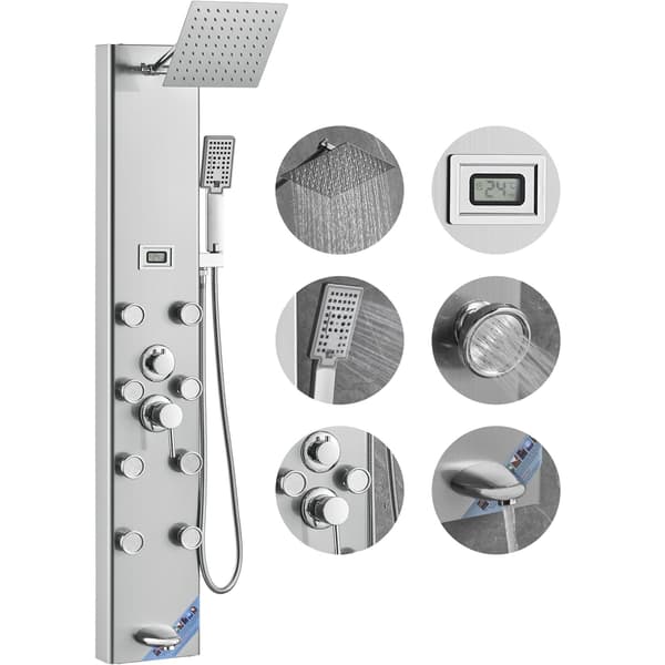 Duschpanelsystem, digital display, 8 strålar, regndusch