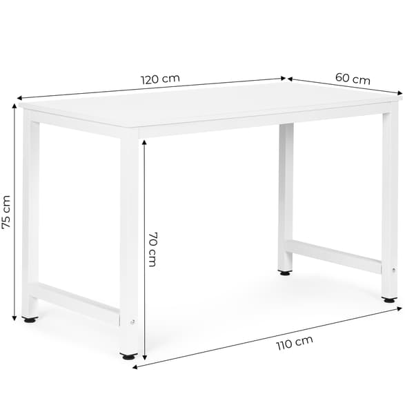 Datorbord 120x60 cm, vit MDF, metallram