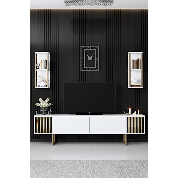 TV-enhet Gold Line - Vit, Svart