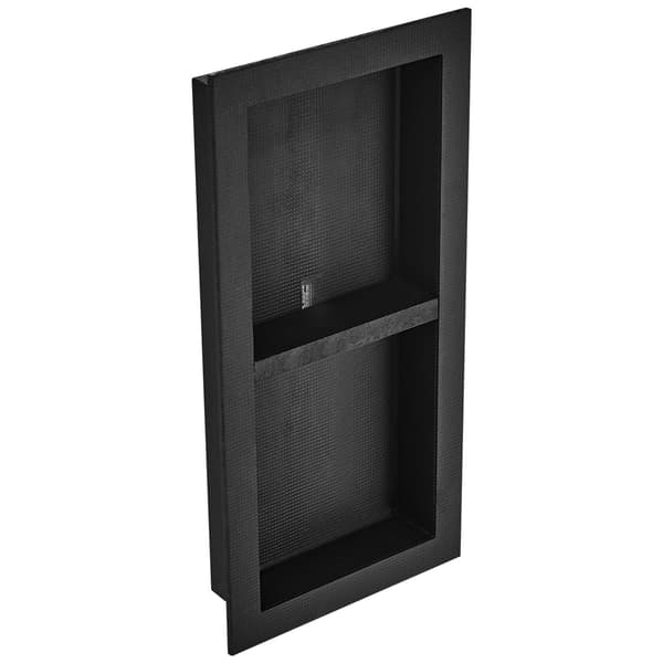 Duschnisch för kakel, 40x80 cm, dubbel hyllplan, svart