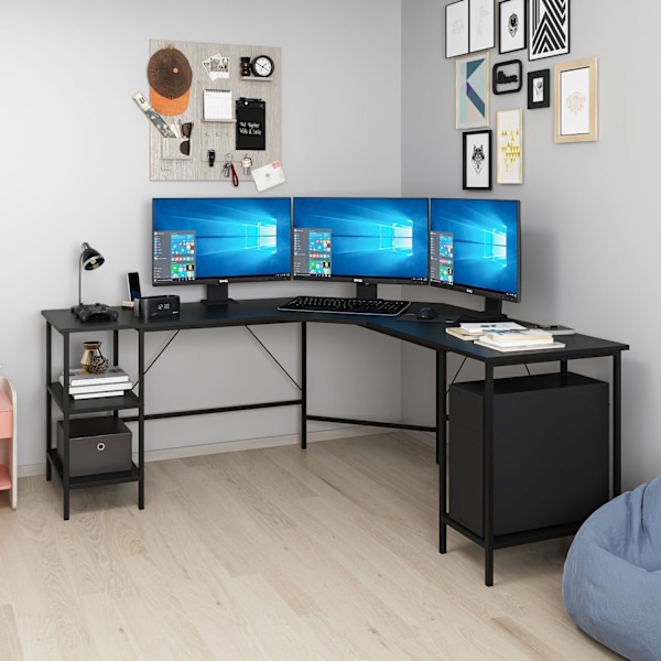 Study Desk Power L - 8537 - musta