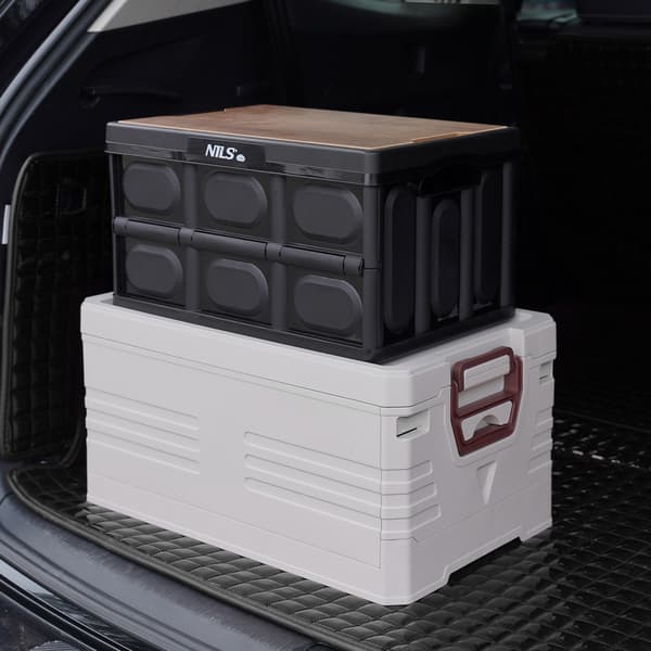 Sammenfoldelig campingboks med låg, 20L, 2-i-1