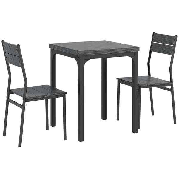 3-delt spisebordssæt, bord og 2 stole, MDF og metal, grå