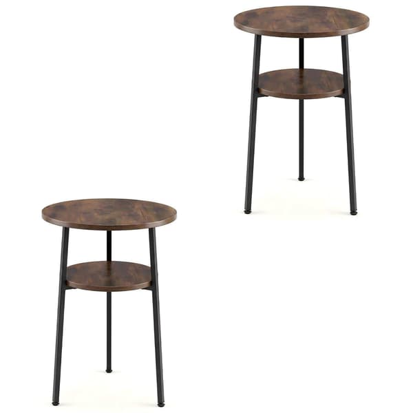 Set med 2 runda soffbord, bruna, 39 cm, stålram