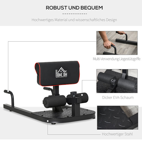 Sissy Squat Squat Trainer Ben Mavetræner 3I1 Justerbar Op Til 120 Kg Stål Sort 50X97X44,5-56,5Cm