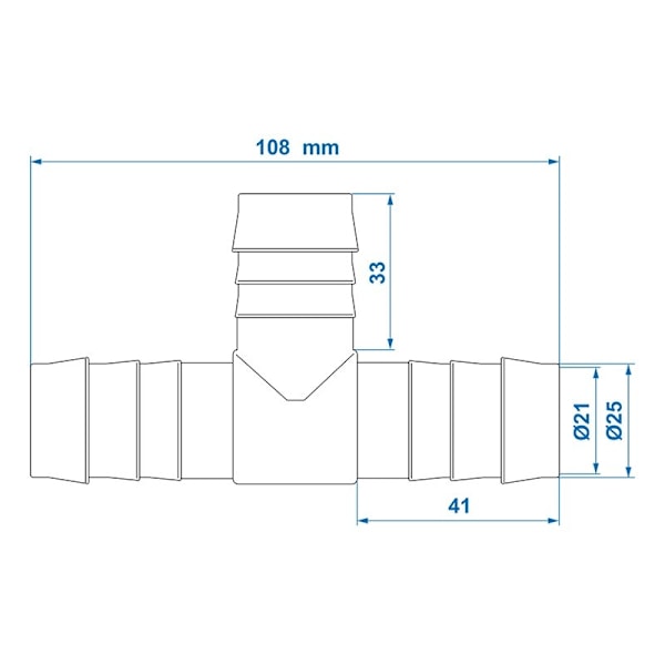 Vattenslangskoppling T-stycke 25mm per styck