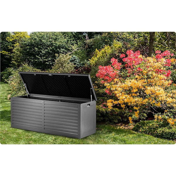 Havekasse 143 x 57 x 53,5 cm, 390 liter, sortgrå