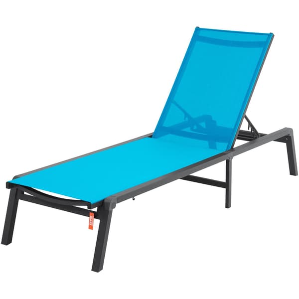 Udendørs chaiselongstol, aluminium, foldbar, blå