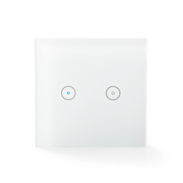 SmartLife Seinäkytkin | Wi-Fi | kaksois | Seinäkiinnitys | 1000 W | Android™ / IOS | Lasi | Valkoinen