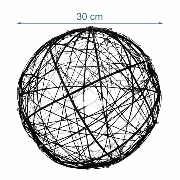 30 cm svart LED-dekorkula – varmvitt ljus