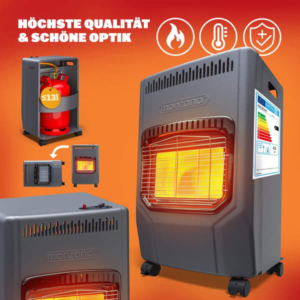 Gas terrassevarmer, 4200W, 3 varmeindstillinger, sort