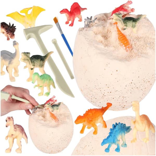 Dinosaurudgravningssæt, XL graveæg, 12 figurer