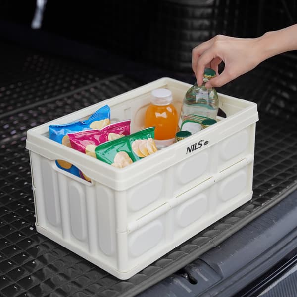 Sammenfoldelig campingboks med låg, 15L, Hvid
