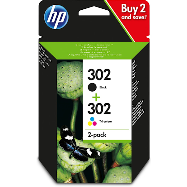 HP 302 - mustekasettipakkaus, musta ja kolmiväri