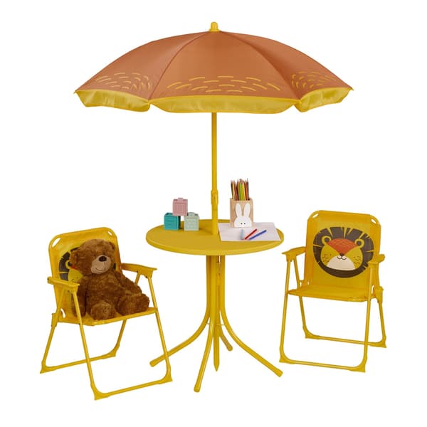 Barns 4-delade campingmöbelset med parasoll