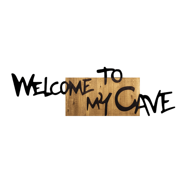Dekorativt trævægstilbehør Welcome To My Cave