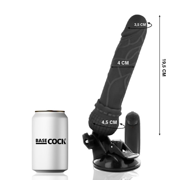 Basecock - Realistisk Vibrator Fjernbetjening Sort 19,5 Cm -O- 4 Cm