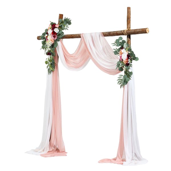 Bröllopsbågsblommor med draperier, rosa sidenset med 4 delar