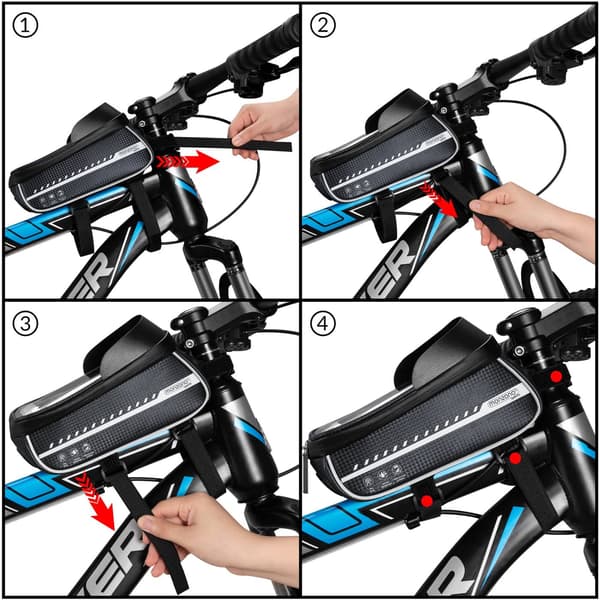 Cykelsteltaske, Vandtæt, 0,85L, Grå, Touchscreen