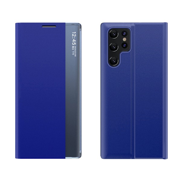 Case cover til Samsung S24 Ultra med magnetisk klap Ny Sleep View Case blå