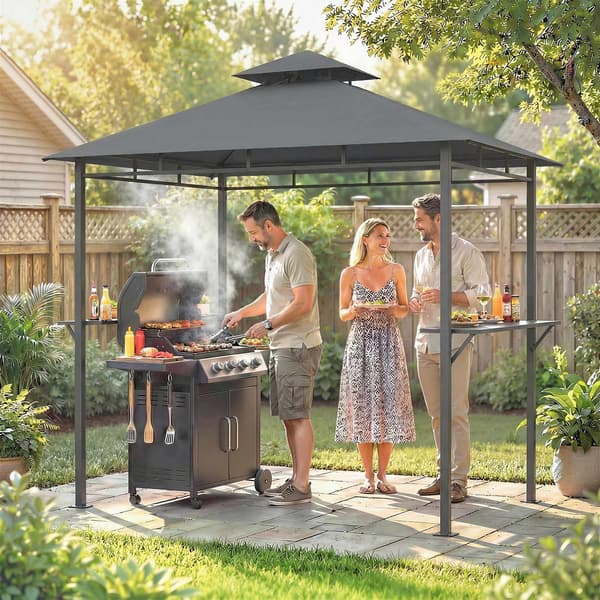 Grillpavillon 2,4x1,4m, ventileret tag, sidehylder