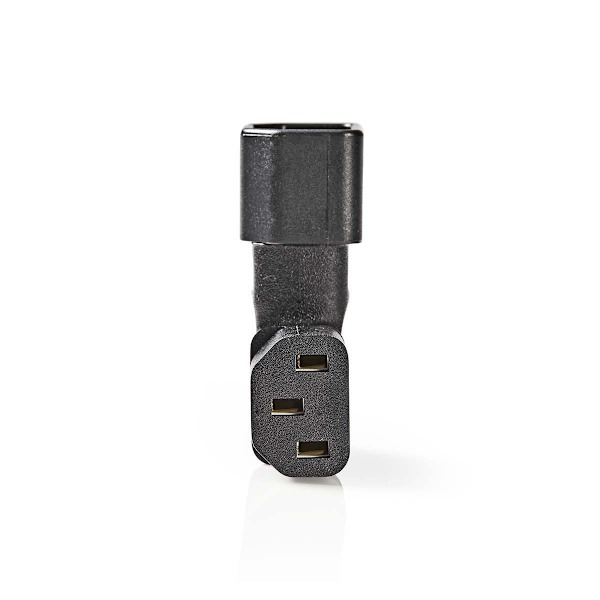 Extension Plug | IEC-320-C13 | IEC-320-C14 | Vinklat vänster | Nickelplaterad | PVC | Svart | Låda | 1 st.