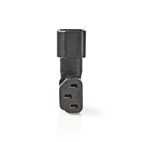 Udvidelse Plug | IEC-320-C13 | IEC-320-C14 | Venstrevinklet | Nikkelplateret | PVC | Sort | Box | 1 stk.