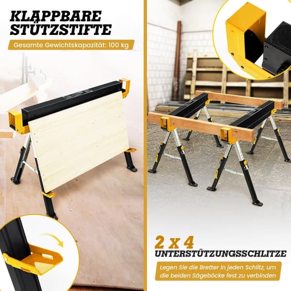 Justerbar savbukkepar, 1180 kg kapacitet, foldbar