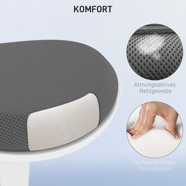 Pendelskammel, ergonomisk kontorstol, højdejusterbar arbejdsskammel, drejestol til kontor, mesh, grå