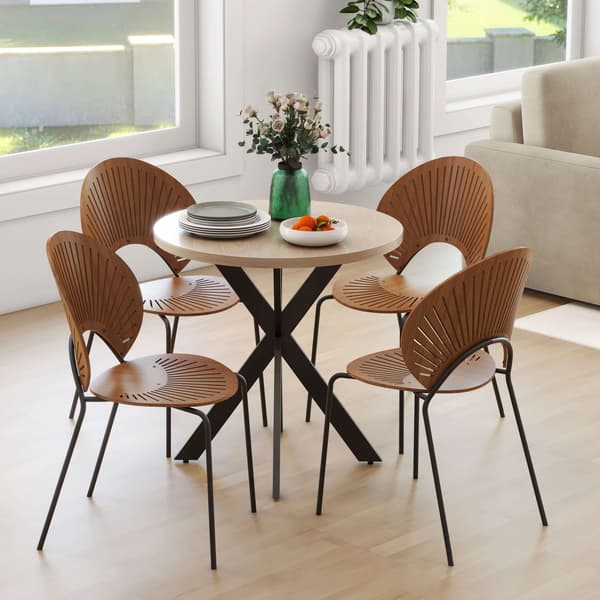 Rundt spisebord, 75 cm, plads til 2-4, brun MDF