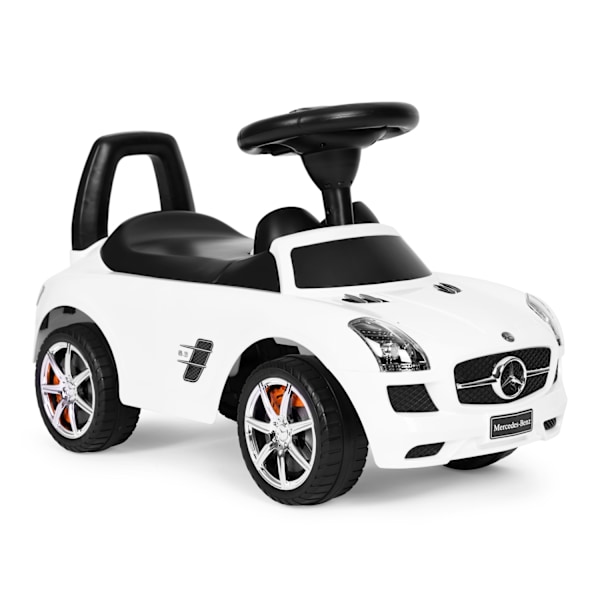 Valkoinen Mercedes SLS työntöauto