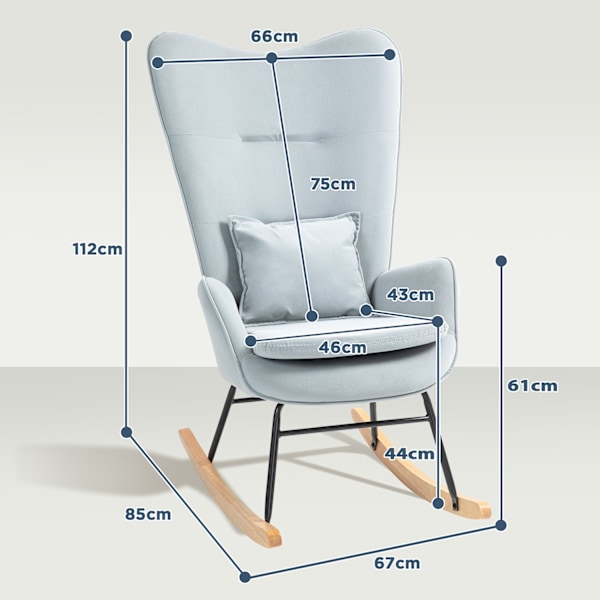 Gyngestol, lænestol, ammestol med fløjlslook, gyngestol med en bæreevne på op til 120 kg til soveværelser, stuer, lysegrå