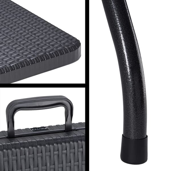 Klapbord, sort rattan-look, 1,8 m, bærbart og holdbart