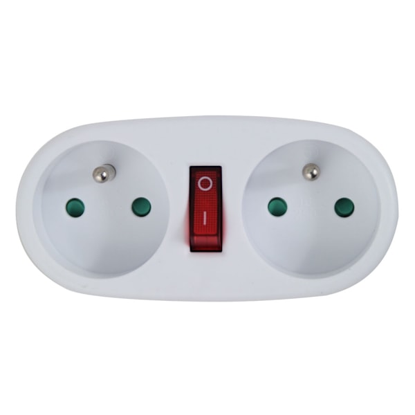 Esperanza Elec. Socket Splitter 2 Stikkontakter Switch Hvid