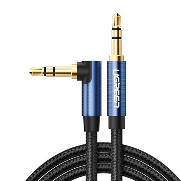 Ugrønt AUX-kabel, vinklet, 3,5 mm, 1m - Blå