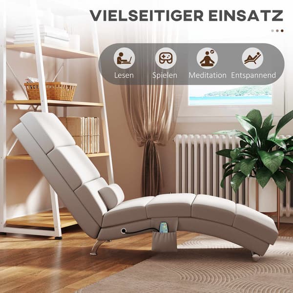 Elektrisk massagefåtölj, krämvit, värme och vibration