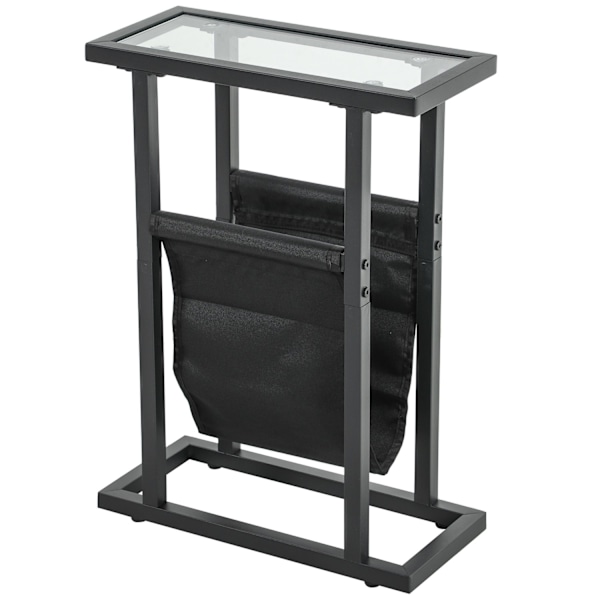 Sidebord Sofabord med stofpose Metalstel Sofabord med glasplade Sengebord til Stue Soveværelse Sort 40 x 18 x 55,5 cm