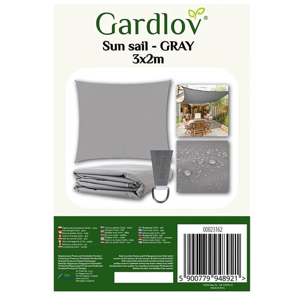 Skyggesejl 3x2m - grå Gardlov 23162