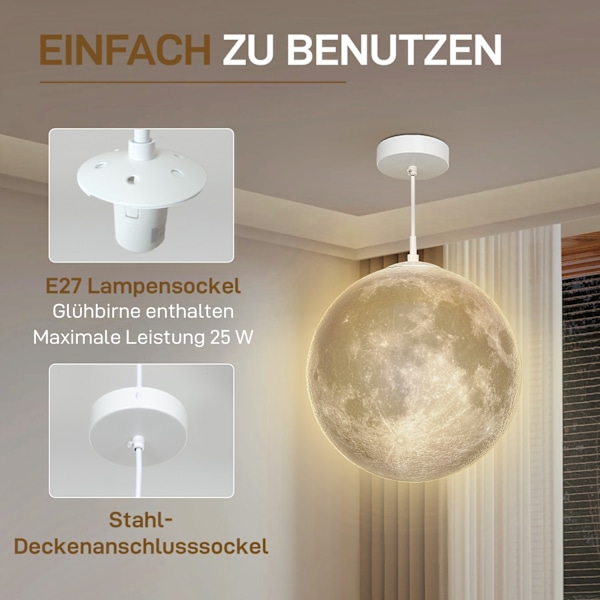3D Moon Pendant Light -riippuva valaisin APP-ohjauksella, musiikki Kuulamppu kattolamppu CCT- ja RGB-värinvaihtajalla keittiöön, ruokasaliin, kermanva
