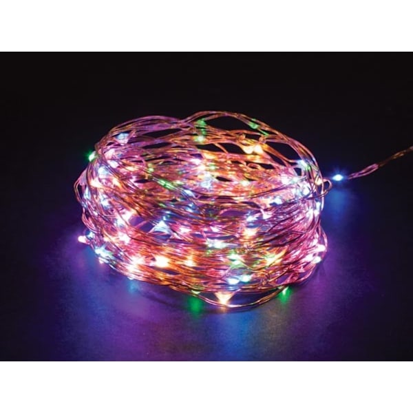 Microlight Led - 12 M - 120 Moniväriset lamput - Kuparilanka - 4,5 V