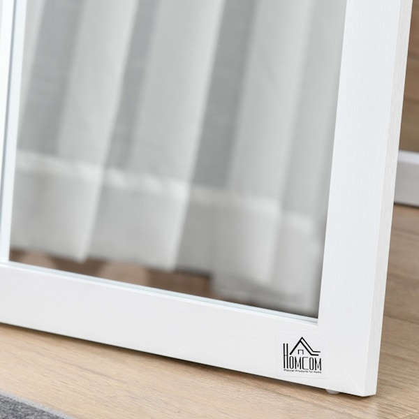 Spejl i fuld længde, 154 x 37 cm vægspejl med stativ, stående spejl til stue, soveværelse, hvid |