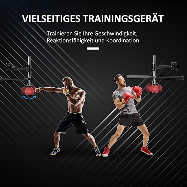 Bokseramme Spinning Bar Boksning Vægmontering Foldbar med Reflex Bar Højdejusterbar 360° sving til voksne, rød