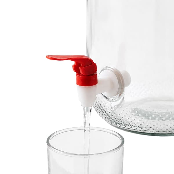 Glasdryckesdispenser med kran, 10L – Röd