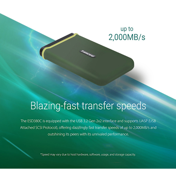 Kannettava SSD ESD380C USB-C 2TB (R/W 2000 Mt/s)