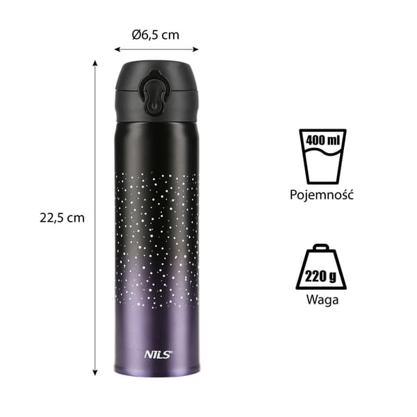 Violett termisk kopp, isolerad, läckagesäker, 11 oz