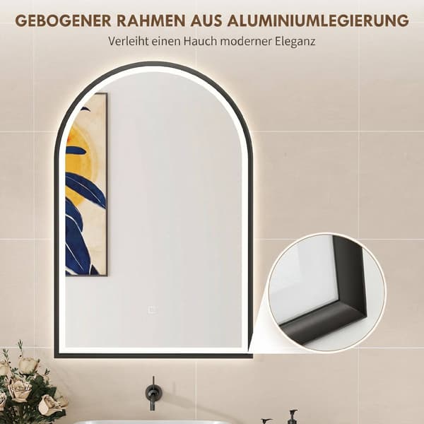 LED-badrumsspegel 60x90 cm, fram- och bakbelyst, svart