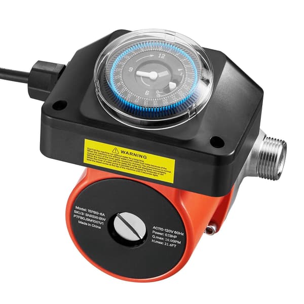 Varmvattencirkulationspump med timer, 38 l/min, 100 W