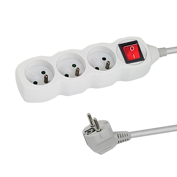 Esperanza Power Strip 3 Sockets Switch 1,5M Vit