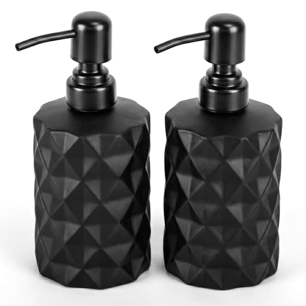 Sæbedispensere i glas, 2-pakning 350 ml, sort rustfri pumpe